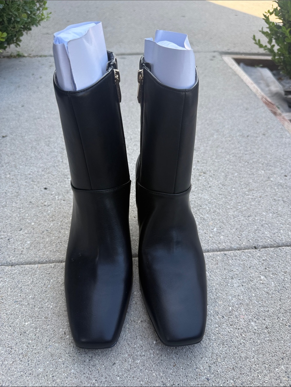Naturalizer Black Leather Mid-Calf Heeled Boots